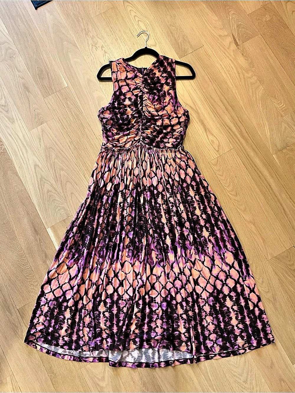 Ulla Johnson Animal Print Midi Dress Pink Purple Size 10 Like New